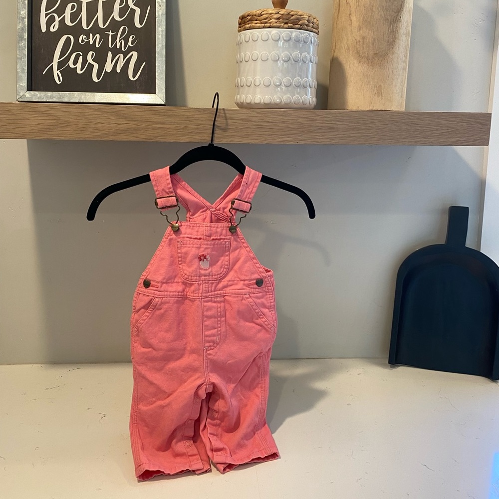Carhartt Long Adjustable Overalls for Baby Girl Coral/Pink